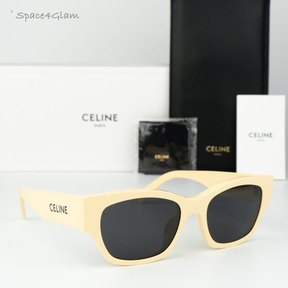 BRAND NEW Celine CL40197U 39A Shiny Light Brown Smoke Geometric Sunglasses